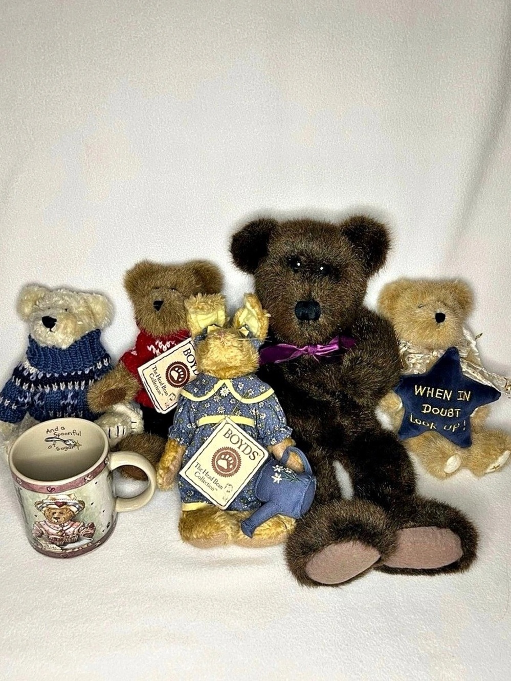 The Boyd's Collection Boyds Bears Vintage Plush Lot of 5 Teddy Bears + Mug